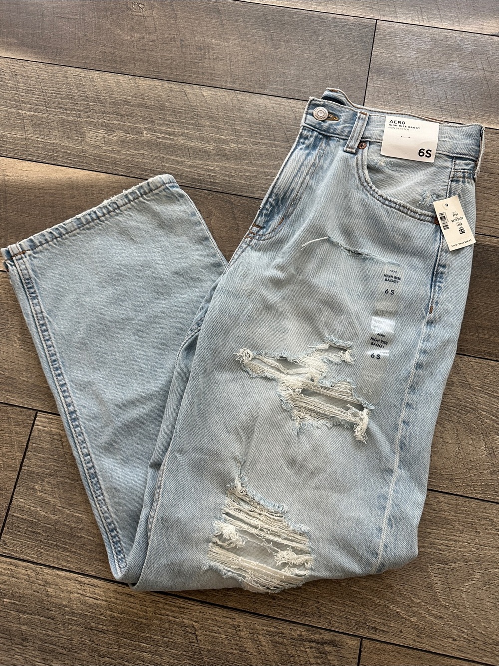 Aero High-Rise Women’s Distressed Jeans — Light Blue